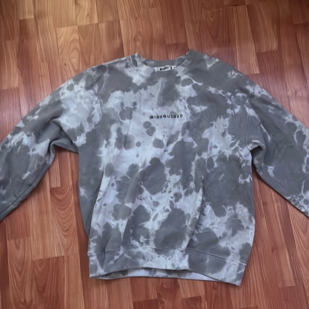 Misguided Grey Tie Dye Crew Neck